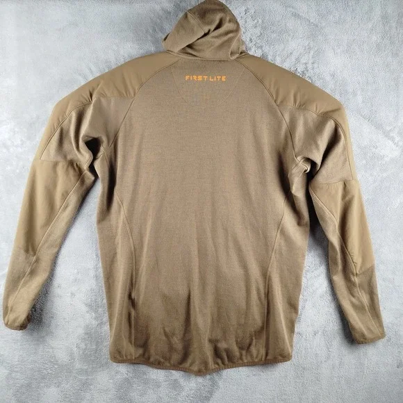 First Lite Dry Earth Sawtooth Hybrid Hunting Jacket Mens L Hooded Merino Wool